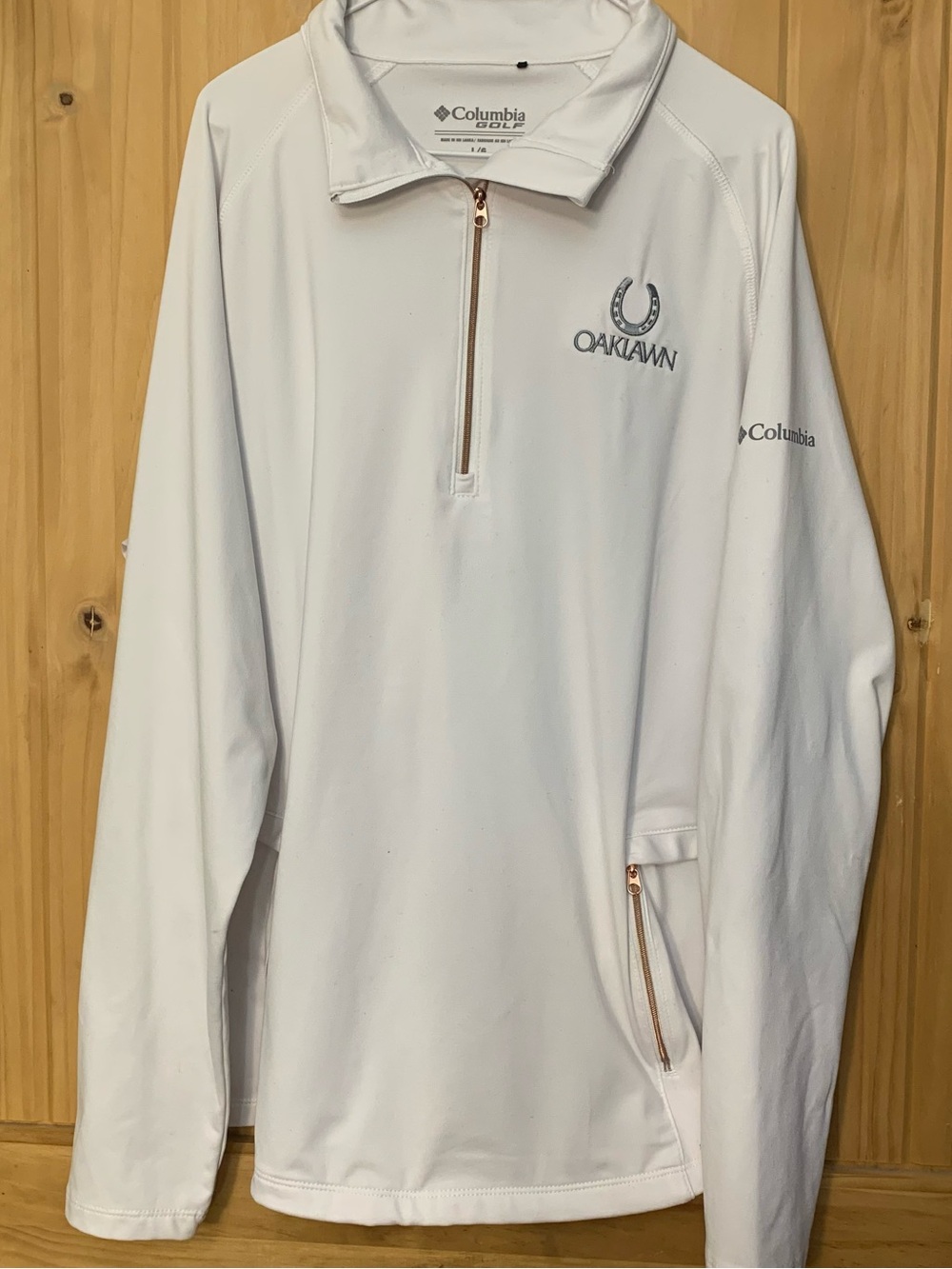 Columbia Golf Omni-Wick 1/4 Zip Long Sleeve Polo Rose Gold Zips Oaklawn Size L